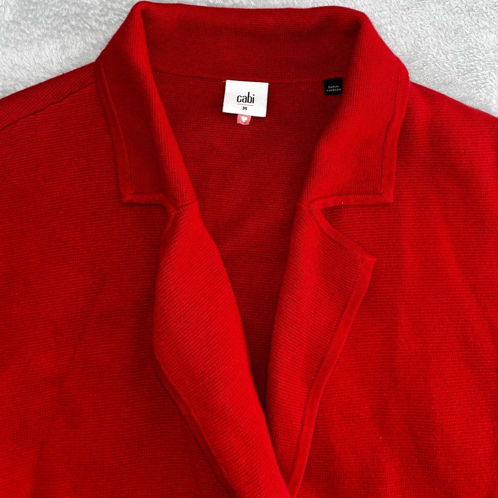 Women’s Medium Cabi Coronation Cardigan Style 4479 Cardinal Red, Buttons - Picture 3 of 4